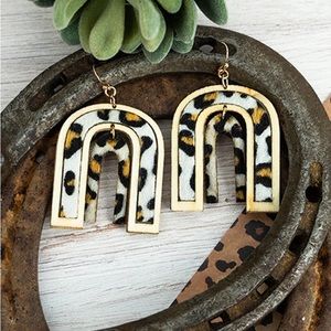 White Leopard wood earrings